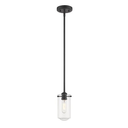 Z-Lite Delaney 1 Light Mini Pendant, Matte Black & Clear 471MP-MB